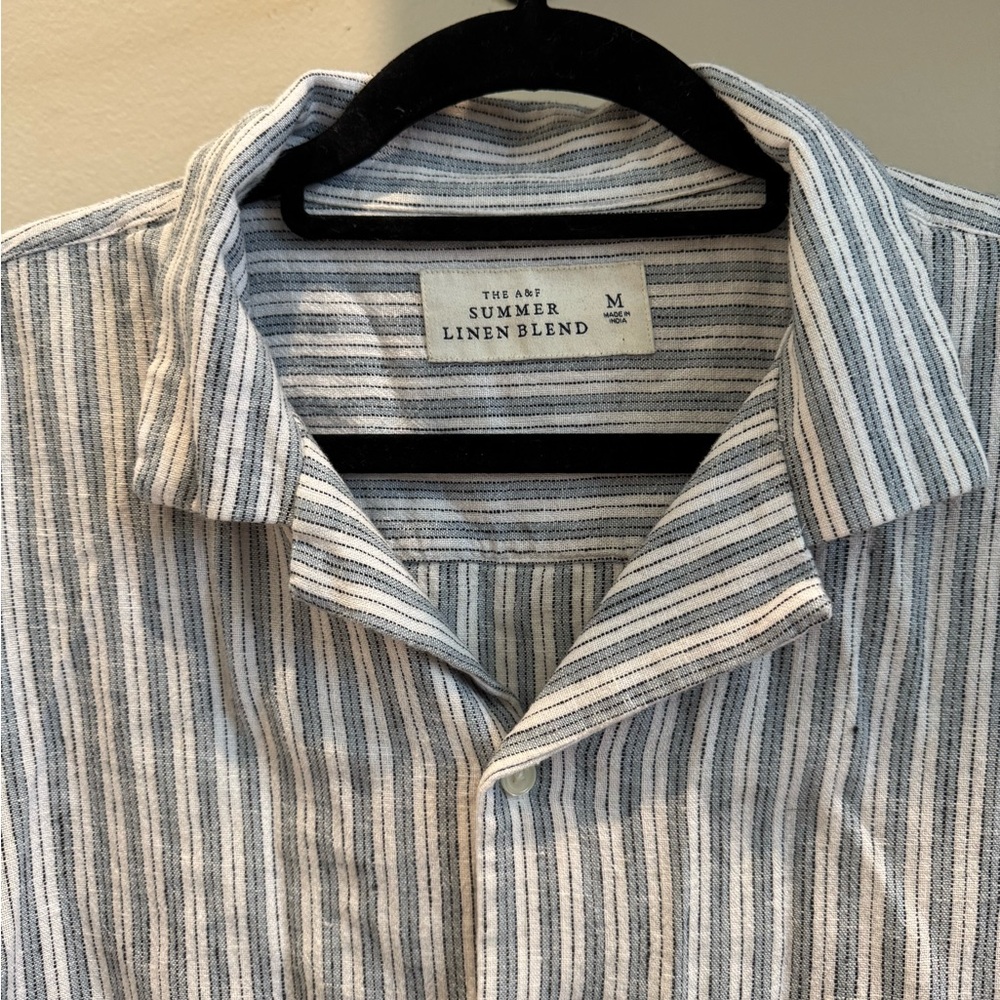 Abercrombie & Fitch Blue and White Casual Button Down Shirt